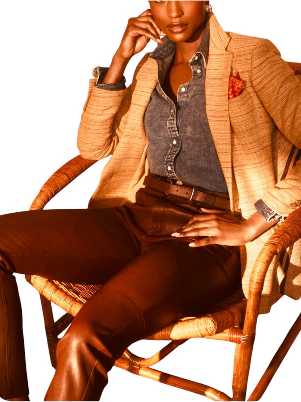 Vintage Ralph Lauren | Y2K Mid Rise Lambskin Chestnut Leather Pants